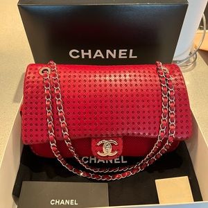 Coco Net Red Chanel with silver hardware!!